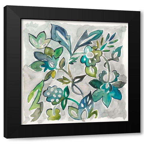 Sapphire Vine I Black Modern Wood Framed Art Print with Double Matting by Zarris, Chariklia