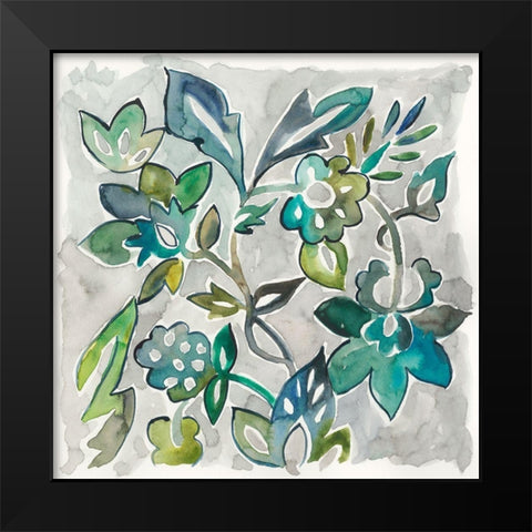 Sapphire Vine I Black Modern Wood Framed Art Print by Zarris, Chariklia