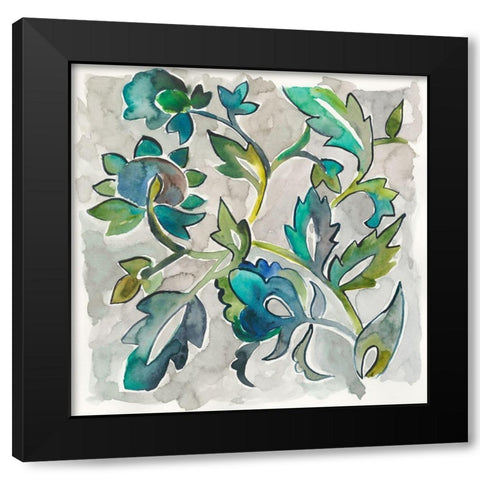 Sapphire Vine II Black Modern Wood Framed Art Print with Double Matting by Zarris, Chariklia