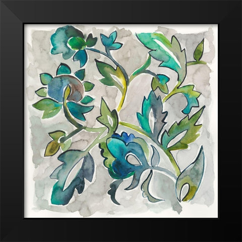 Sapphire Vine II Black Modern Wood Framed Art Print by Zarris, Chariklia