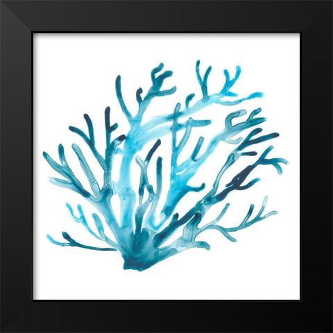 Azure Seafan IV Black Modern Wood Framed Art Print by Vess, June Erica