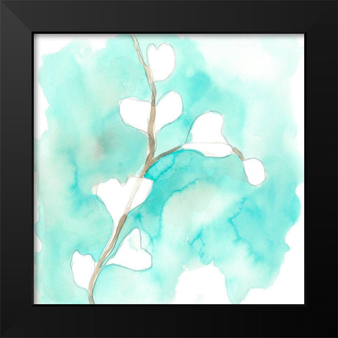 Teal and Ochre Ginko VII Black Modern Wood Framed Art Print by Vess, June Erica