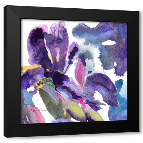 Watercolor Flower Composition II Black Modern Wood Framed Art Print by Evelia Designs