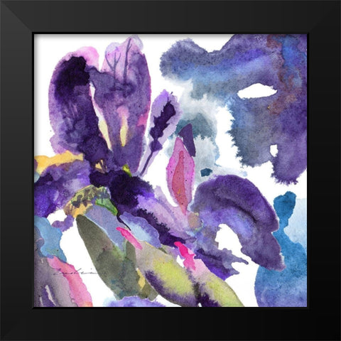 Watercolor Flower Composition II Black Modern Wood Framed Art Print by Evelia Designs