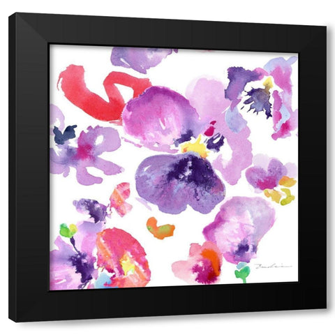 Watercolor Flower Composition III Black Modern Wood Framed Art Print by Evelia Designs
