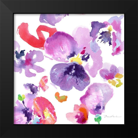 Watercolor Flower Composition III Black Modern Wood Framed Art Print by Evelia Designs