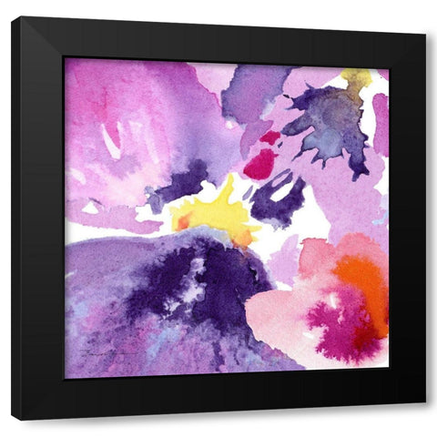 Watercolor Flower Composition IV Black Modern Wood Framed Art Print by Evelia Designs