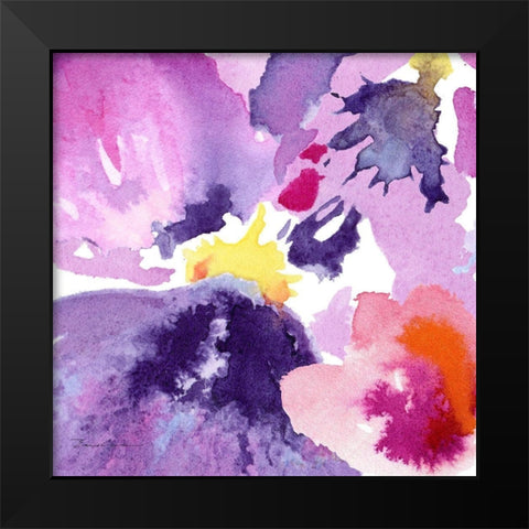 Watercolor Flower Composition IV Black Modern Wood Framed Art Print by Evelia Designs