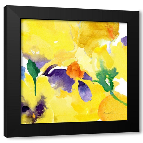 Watercolor Flower Composition V Black Modern Wood Framed Art Print by Evelia Designs