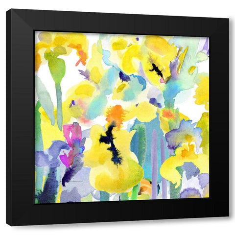 Watercolor Flower Composition VI Black Modern Wood Framed Art Print by Evelia Designs