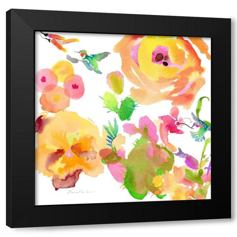 Watercolor Flower Composition VIII Black Modern Wood Framed Art Print with Double Matting by Evelia Designs