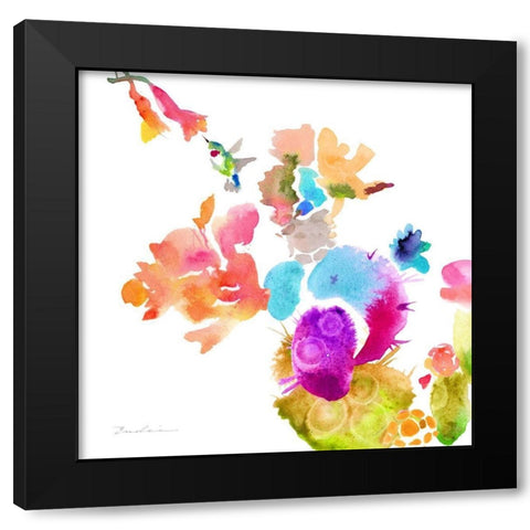 Watercolor Flower Composition IX Black Modern Wood Framed Art Print with Double Matting by Evelia Designs