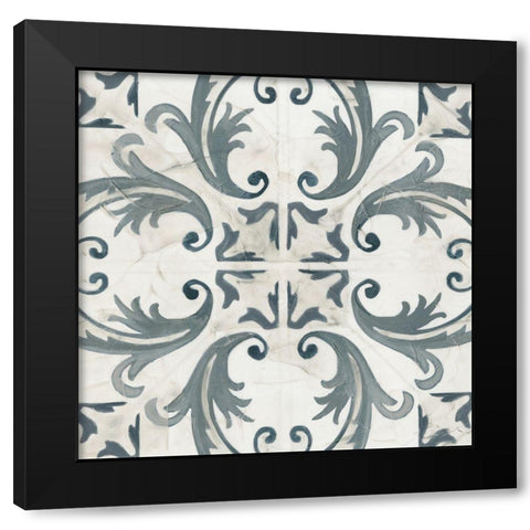 Teal Tile Collection I Black Modern Wood Framed Art Print by Vess, June Erica