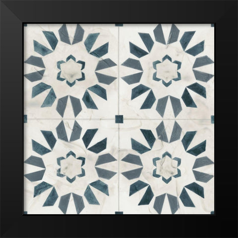 Teal Tile Collection III Black Modern Wood Framed Art Print by Vess, June Erica