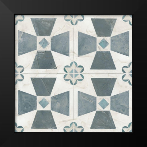 Teal Tile Collection IV Black Modern Wood Framed Art Print by Vess, June Erica