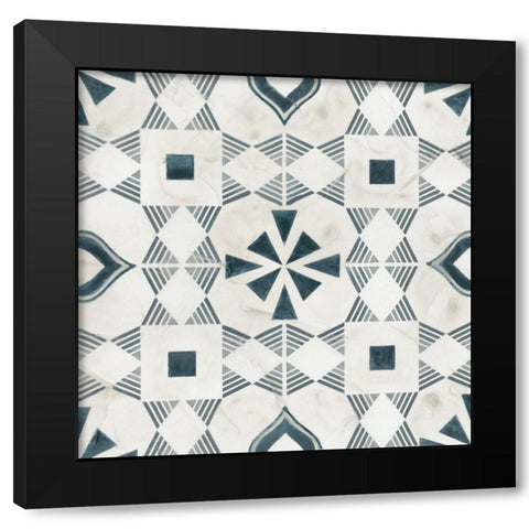 Teal Tile Collection V Black Modern Wood Framed Art Print with Double Matting by Vess, June Erica