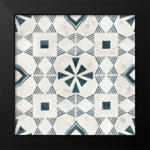Teal Tile Collection V Black Modern Wood Framed Art Print by Vess, June Erica