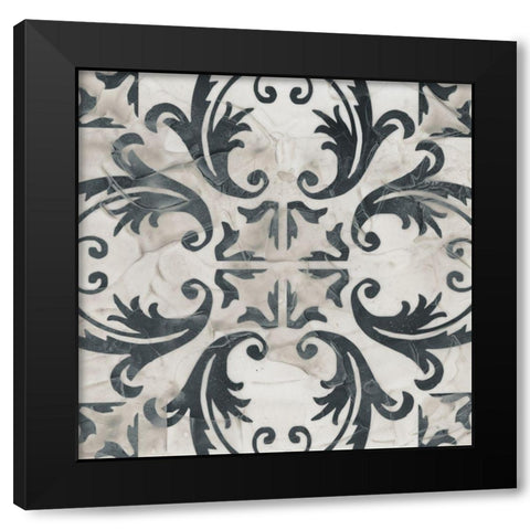 Neutral Tile Collection I Black Modern Wood Framed Art Print by Vess, June Erica