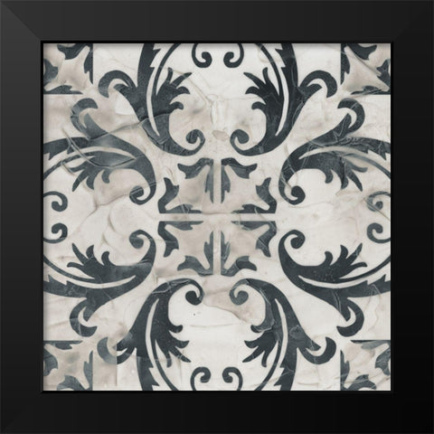 Neutral Tile Collection I Black Modern Wood Framed Art Print by Vess, June Erica