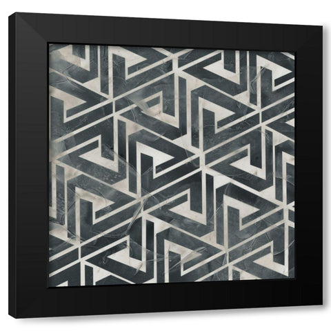 Neutral Tile Collection II Black Modern Wood Framed Art Print with Double Matting by Vess, June Erica