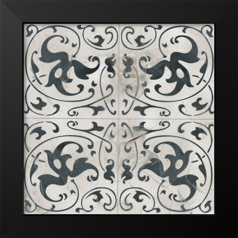 Neutral Tile Collection VIII Black Modern Wood Framed Art Print by Vess, June Erica