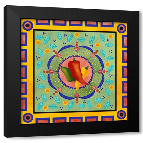 Spanish Peppers II Black Modern Wood Framed Art Print with Double Matting by Reynolds, Jade