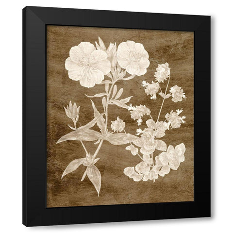 Botanical in Taupe II Black Modern Wood Framed Art Print with Double Matting by Vision Studio