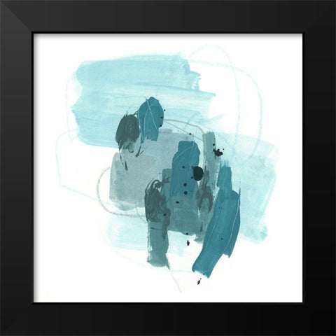 Aqua Stellar I Black Modern Wood Framed Art Print by Vess, June Erica