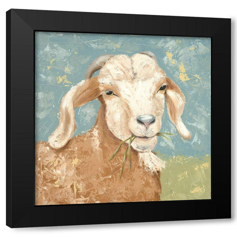 Farm Life-Brown Goat Black Modern Wood Framed Art Print with Double Matting by Reynolds, Jade