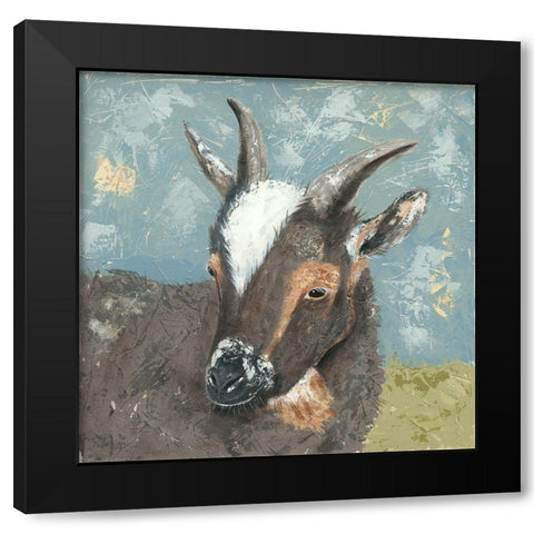 Farm Life-Grey Goat Black Modern Wood Framed Art Print by Reynolds, Jade