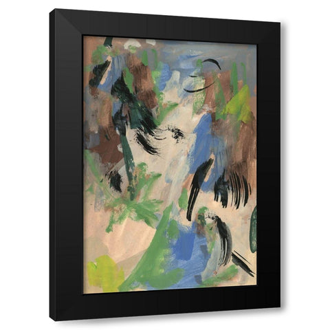 Linen and Blues I Black Modern Wood Framed Art Print with Double Matting by Wang, Melissa