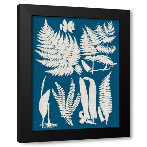 Linen and Blue Ferns I Black Modern Wood Framed Art Print by Vision Studio