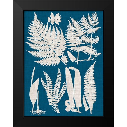 Linen and Blue Ferns I Black Modern Wood Framed Art Print by Vision Studio