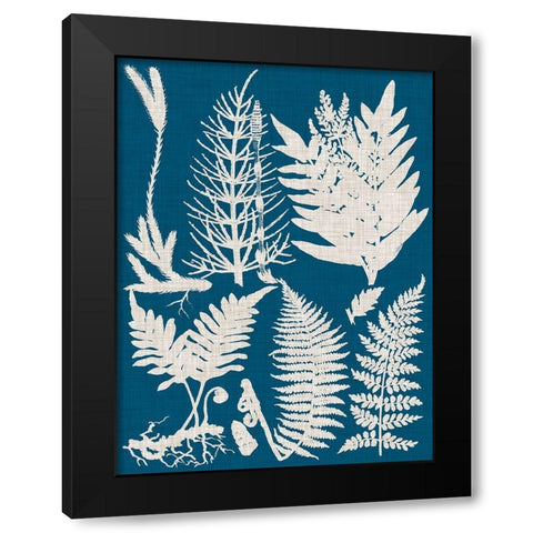 Linen and Blue Ferns II Black Modern Wood Framed Art Print with Double Matting by Vision Studio