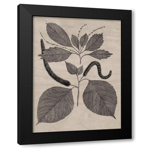 Eloquent Leaves II Black Modern Wood Framed Art Print with Double Matting by Vision Studio