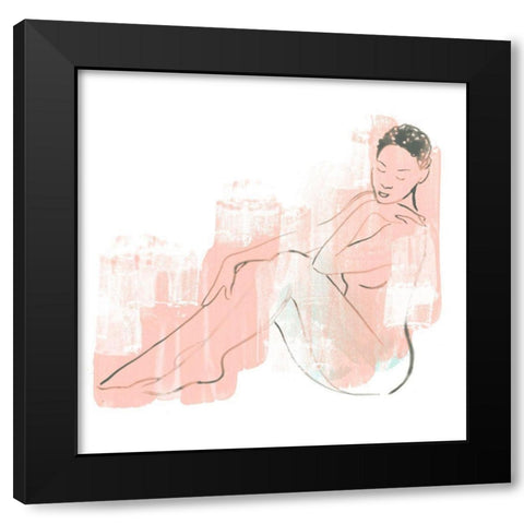 Colorblock Figure I Black Modern Wood Framed Art Print with Double Matting by Vess, June Erica