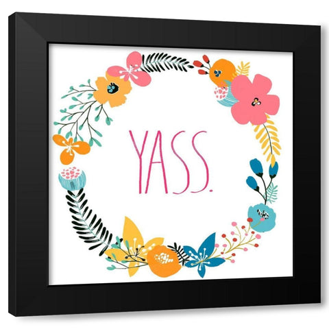 Snarky Florals III Black Modern Wood Framed Art Print by Vess, June Erica