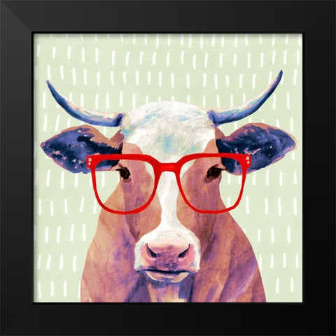 Bespectacled Bovine I Black Modern Wood Framed Art Print by Borges, Victoria