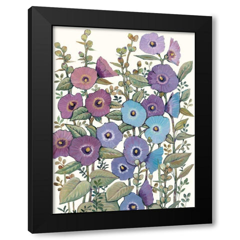 Hollyhocks in Bloom II Black Modern Wood Framed Art Print with Double Matting by OToole, Tim