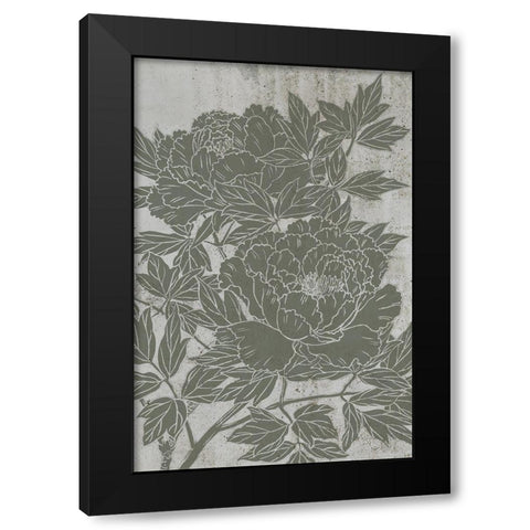 Blooming Peony I Black Modern Wood Framed Art Print with Double Matting by Wang, Melissa