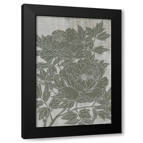 Blooming Peony I Black Modern Wood Framed Art Print by Wang, Melissa