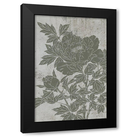 Blooming Peony II Black Modern Wood Framed Art Print with Double Matting by Wang, Melissa