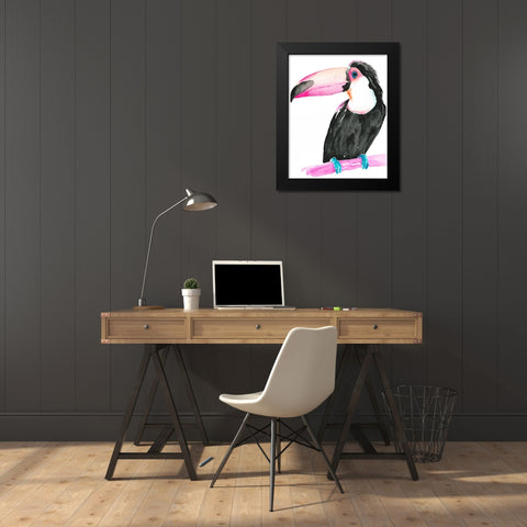 Technicolor Toucan II Black Modern Wood Framed Art Print by Parker, Jennifer Paxton