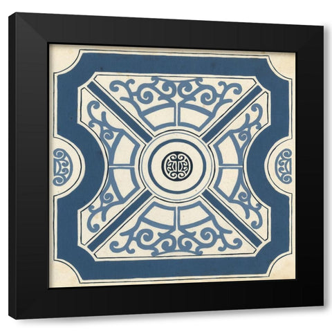 Indigo Motif I Black Modern Wood Framed Art Print by Vess, June Erica