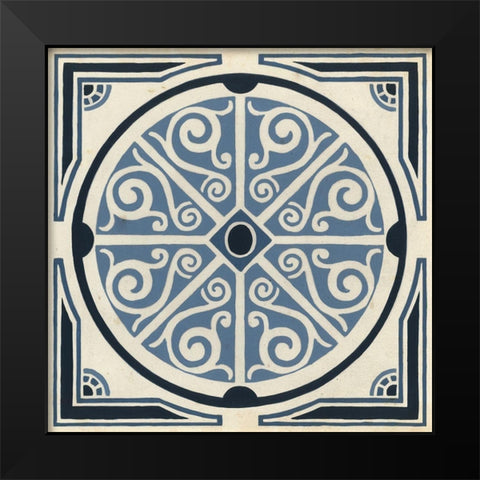 Indigo Motif II Black Modern Wood Framed Art Print by Vess, June Erica