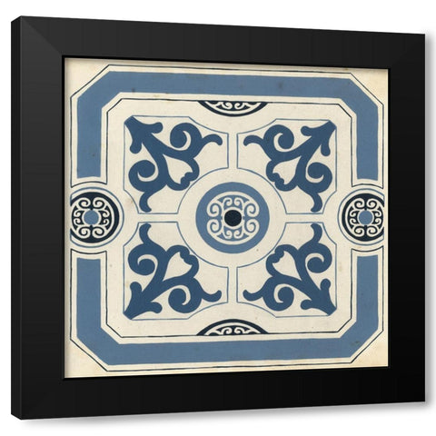 Indigo Motif III Black Modern Wood Framed Art Print by Vess, June Erica
