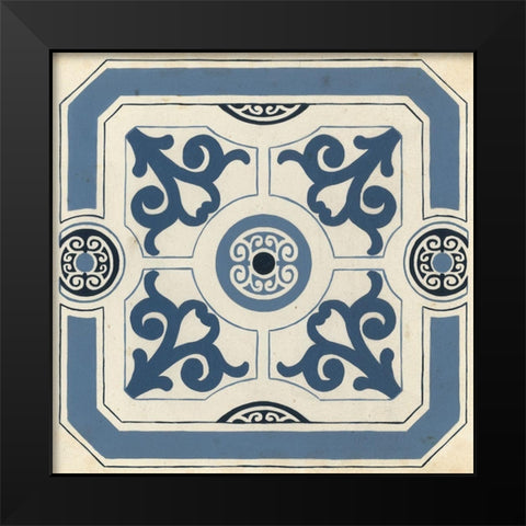 Indigo Motif III Black Modern Wood Framed Art Print by Vess, June Erica