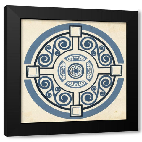 Indigo Motif IV Black Modern Wood Framed Art Print with Double Matting by Vess, June Erica