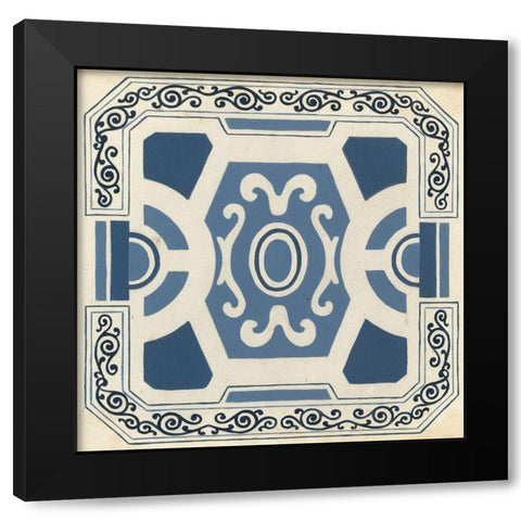 Indigo Motif V Black Modern Wood Framed Art Print with Double Matting by Vess, June Erica