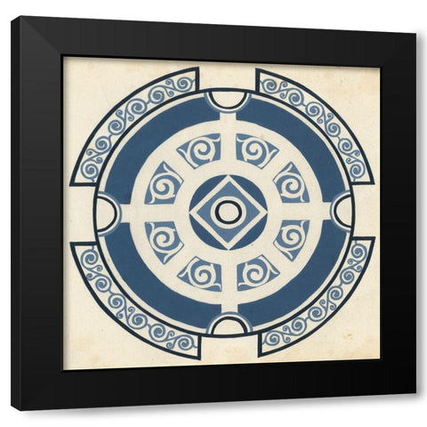 Indigo Motif VI Black Modern Wood Framed Art Print with Double Matting by Vess, June Erica